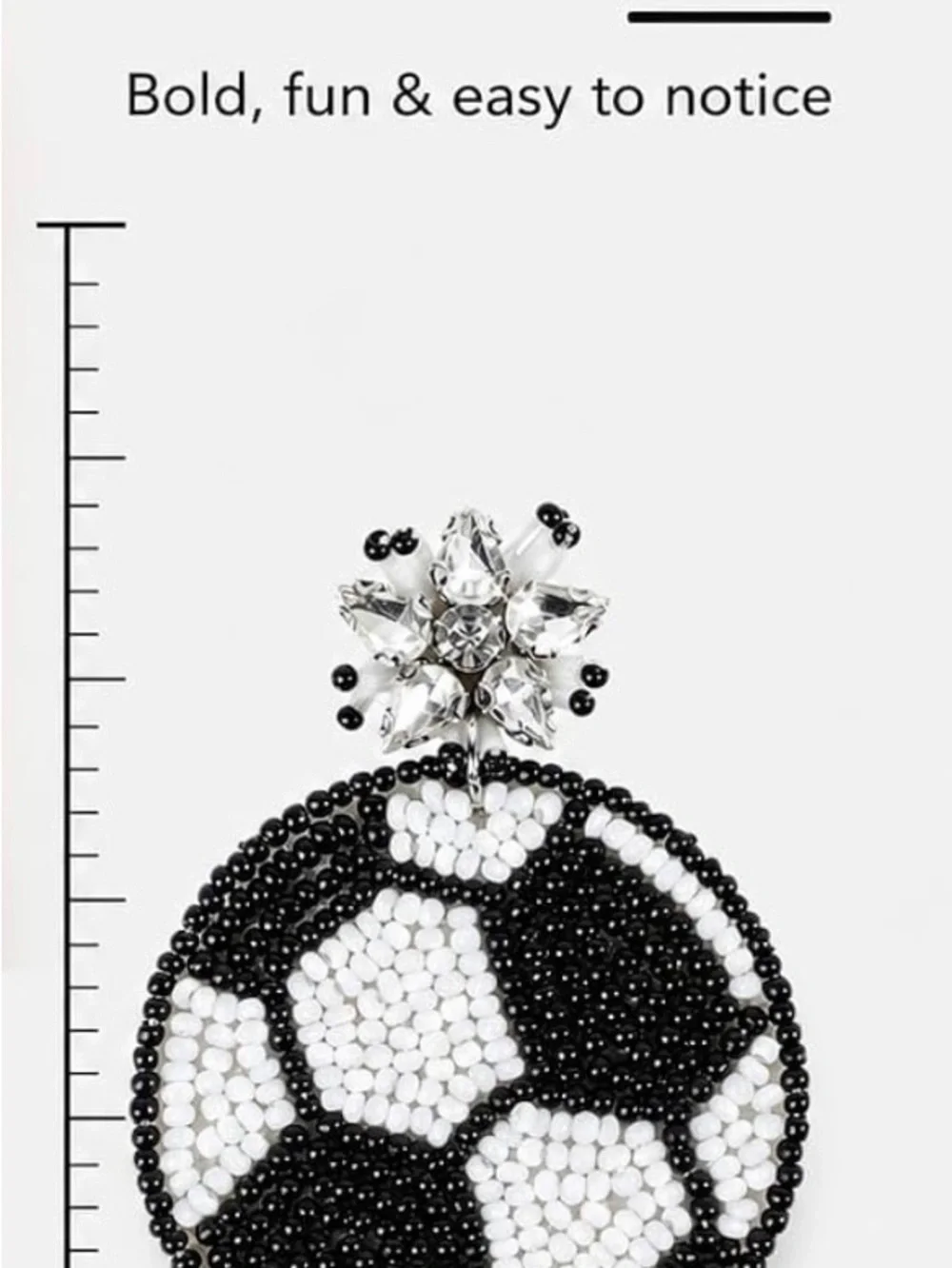 Black and White Beaded Soccer Ball Drop Earrings - Unbranded - Picture 3 of 4